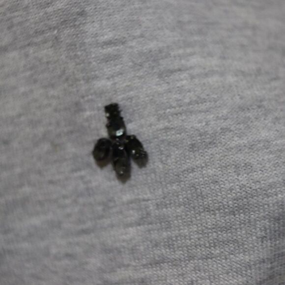 Talbots Gray and Blue Beaded Short Sleeve Blouse Large - Picture 6 of 13